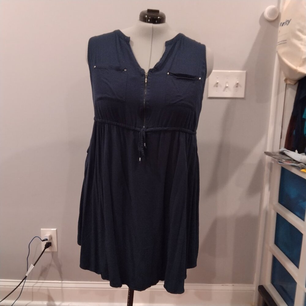 Navy Blue Sleeve-less Dress
